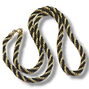Vintage Chunky Black & Gold Tone Rope‎ Chain Necklace 30"